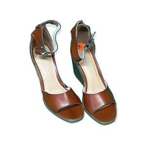 Steve Madden Leather Sandal Wedges Size 9.5 NWOB